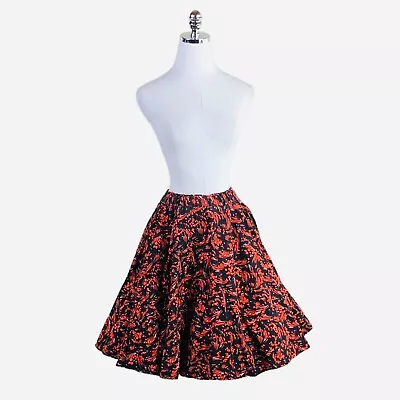 Vintage Square Dance Skirt Small Black Orange Halloween Full Circle Western • $28.91