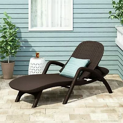 Farirra Outdoor Faux Wicker Chaise Lounge • $210.63