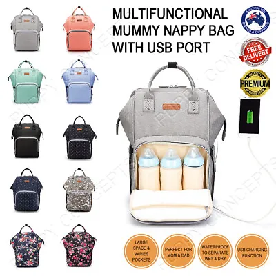 Multifunctional Waterproof Large Mummy Nappy Diaper Bag Backpack Baby Changing • $67.18