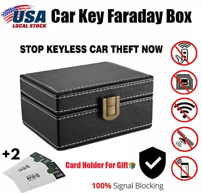 Keyless Car Key Blocker Box Signal Faraday Box Safety Blocking Pouch Anti Theft • $12.76
