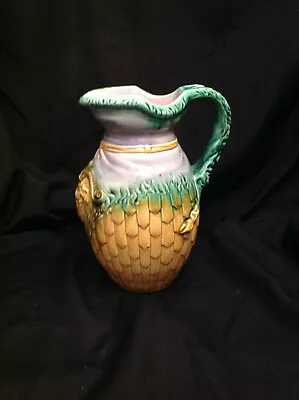 Majolica Ram's Head Pitcher With Lavender Top 9  • $75