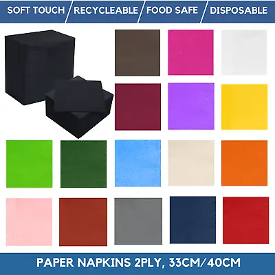 100 Serviettes Paper Napkins Recyclable Tableware Tissues 2-Ply 33/40cm Party • £49.99