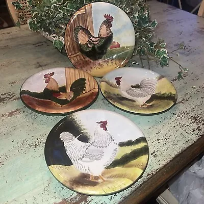 Set Of 4 SAKURA 8” Chicken Rooster Plates DAVID CARTER BROWN EUC • $25.99