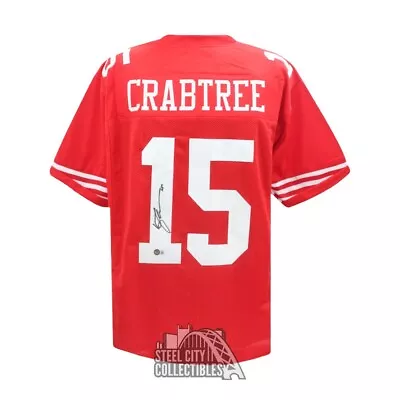 Michael Crabtree Autographed San Francisco Custom Red Football Jersey - BAS • $71.95