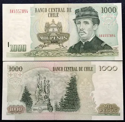 Chile 1000 Pesos 2009 P154 Banknote World Paper Money UNC Currency • $9.45