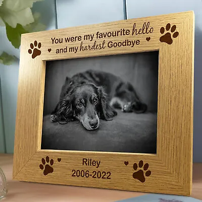 Personalised Pet Photo Frame Wooden Gift Dog Puppy Handmade Keepsake Memorial • £7.99