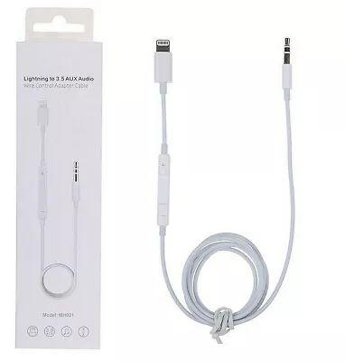 For IPhone 14 13 12 11 Pro Max 3.5mm Jack Mic & Volume Control Aux Cable Adapter • £6.99