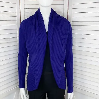 Mossimo Sweater Womens XS Purple Cardigan Ribbed Knit Shawl Collar Cocoon Open • $20