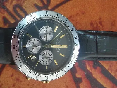 Rotary Men’s Chrono Tachometer Black Dial Black Leather Strap Watch GS03906/04 • £25