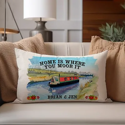 Personalised Canal Barge Cushion Cover Home Decor Pillow Narrowboat Gift LKC21 • £12.95