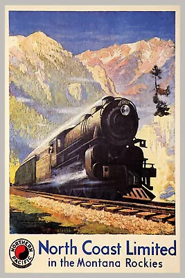 North Coast Montana Rockies American Train Travel Vintage Poster Repro FREE S/H • $17.90