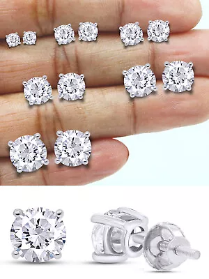 Mens Ladies Lab Created Moissanite Stud Earrings All Size 0.2-2ct Certificate • $22.53