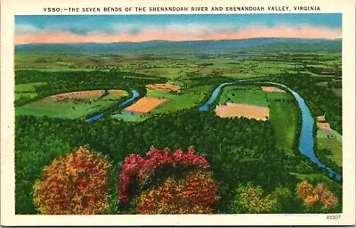 Aerial View Scenic Seven Bends Shenandoah River Valley Virginia Postcard Unused • $3