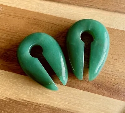 PAIR Green Aventurine Stone Keyhole Hanger Ear Weight Plug Gauge Tunnel • $29.95