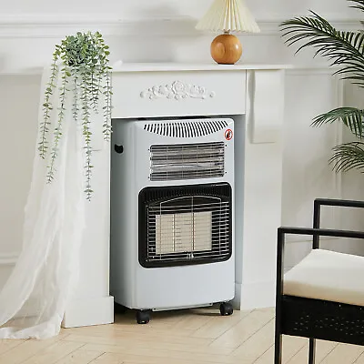 White Mobile Space Calor Gas Heater Cabinet Indoor Ceramic Piezo Butane Heating • £99.95