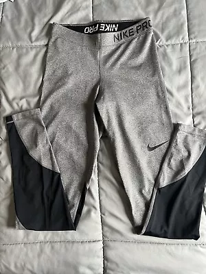 Nike Pro Dri Fit Women’s Leggings Pants Heather Gray / Black Size Small • $13.99