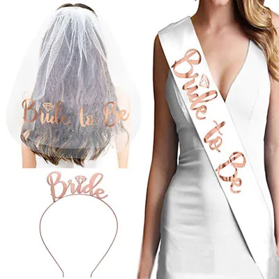 BRIDE TO BE Veil On Comb Tiara & Sash Hen Party Night Do Comb Accessories UK • £1.99