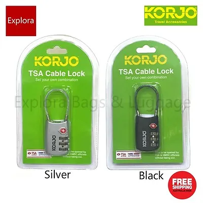 $22.95 • Buy Korjo TSA Flexicable Lock - 3 Dial Combination ( TSA FC)