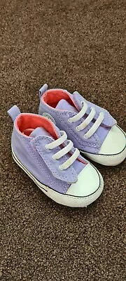 Converse Baby Girl Infant Purple Pink Booties Size 3 Used Excellent Condition • £6