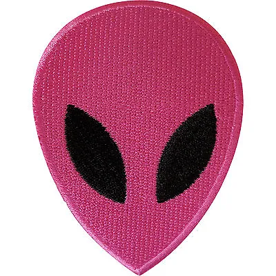 Pink Alien Iron On Patch / Sew On Clothes Jacket Jeans Bag NASA Space UFO Badge • £2.79