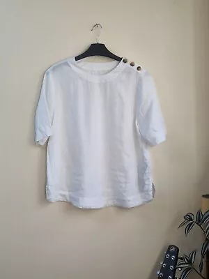 White 100% Linen Top Size 8 M&S • £4.99
