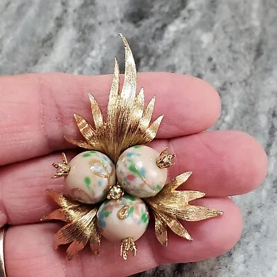 Vintage Canada Pin Brooch W/ 3 Beads Gold Tone Marked 1387 Custom Jewelry Brooch • $43.36