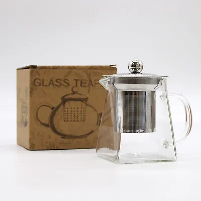 Clear Glass Infuser Teapots - Stainless Steel Metal Strainer - Brand New & Boxed • £14.99