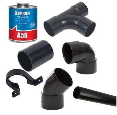 Solvent Weld Waste Pipe Fittings In Black 32mm / 40mm / 50mm( 36mm / 43mm/ 56mm) • £2.99