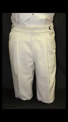 Men's Ivory Tuxedo Pants Off White Polyester Trousers Adj Waist  ALL SIZES USA • $18.95