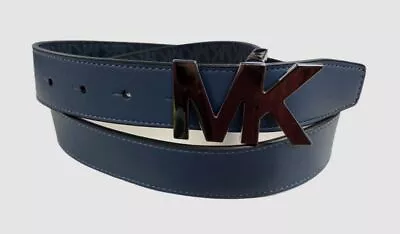 $68 Michael Kors Men's Blue Signature Reversible Logo Buckle Belt Size 34 • $21.98