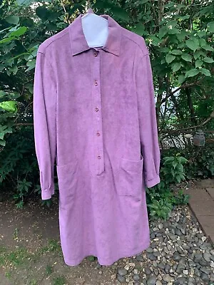 Vintage 1970s HALSTON Ultrasuede Plum-Purple Belted Shirt Dress Medium • $250