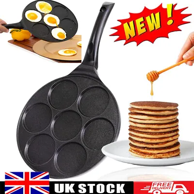 27CM Mini Pancake Crepe Egg Frying Pan Maker Non-Stick Aluminium Alloy 7 Holes • £13.92