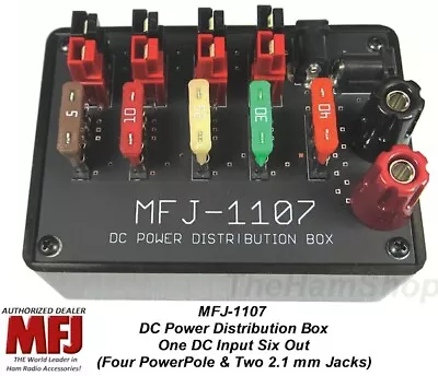 MFJ-1107 DC Power Distribution Box One Input Six Output Handles 30 Amps Total • $89.95