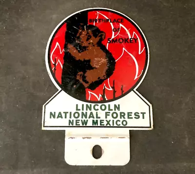 Vintage LINCOLN NATIONAL FOREST LICENSE PLATE TOPPER Rare Old Advertising Sign • $10.50