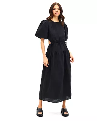 Gorgeous   AERE   Black Cut Out Linen Maxi Dress Size 12 • $20