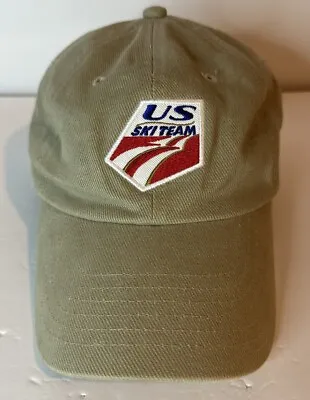 Vintage US Ski Team Dannon Olympics Hat Skiing Adjustable Tan Baseball Cap USA • $17.99