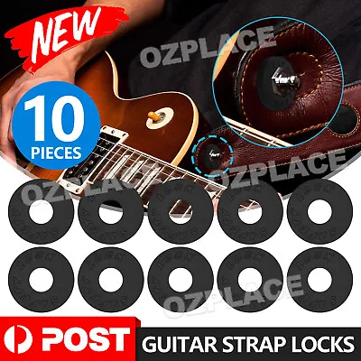 $4.95 • Buy 10pcs Acoustic, Electric, Bass, Guitar, Strap Locks Blocks Silicone Rubber Black