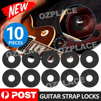 $4.95 • Buy 10pcs Acoustic, Electric, Bass, Guitar, Strap Locks Blocks Silicone Rubber Black
