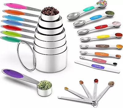 Measuring Cups And Magnetic Measuring Spoons Set Wildone Stainless Steel 8 Meas • $37.70