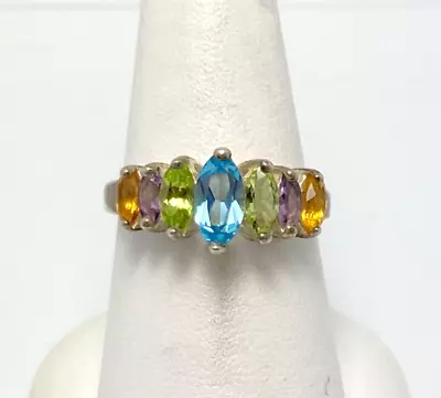 Vintage .925 Sterling Silver Ring Topaz Amethyst Citrine Size 6 • $39.99