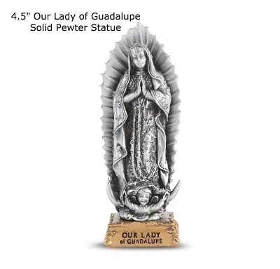 Our Lady Of Guadalupe  4.5  Pewter Statue On Golden Base U.S. Made Boxed • $56.99