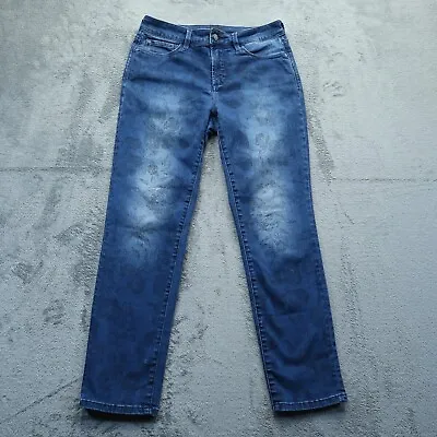 NYDJ Aline Jeans Women's 6 Blue Floral Mid-Rise Ankle Denim 28x27-Measured • $20