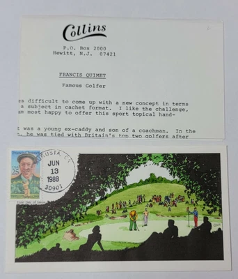 $8.99 • Buy Collins Hand Painted FDC Golfer Francis Ouimet Cachet Augusta, GA Jun 13, 1988