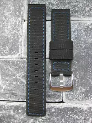 22mm PVC Composite Rubber Band Black Diver Watch Strap Kevlar Maratac Blue R X1 • $33.54