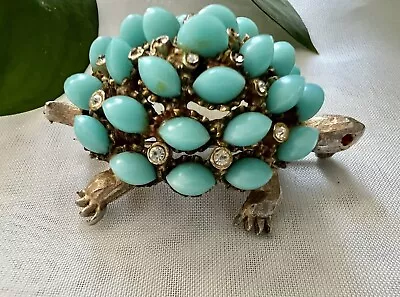 Vintage HAR Turtle Brooch - 1960s Collectible Faux Turquoise • $49.99