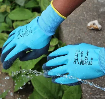 Waterproof Latex Coated Work Safety Grip Gloves Builders Gardening Mechanic • £245