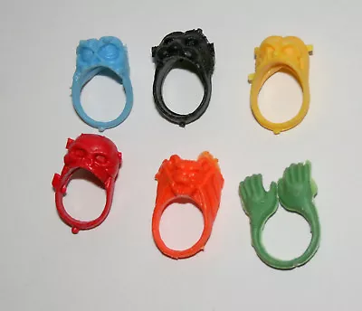 6 Rare Monster Horror Toy Gum Vending Machine Prize Plastic Ring 1970s NOS New • $19.99