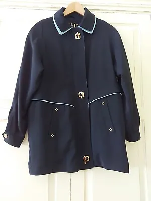 David Barry Ladies  Lined Jacket  UK Size 10. Navy / Light Blue. Pockets Toggles • £10