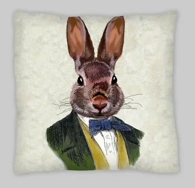  Dressed Steampunk Victorian Rabbit  Cushion Cover 18x18 Inch Alice • £8.25