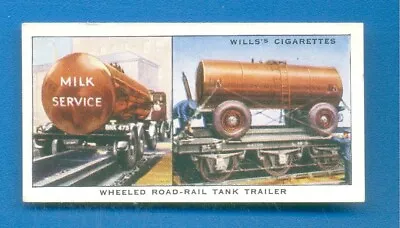 RAILWAY EQUIPMENT.No.36.WHEELED ROAD RAIL TANK TRAILER.WILLS CIGARETTE CARD 1938 • £1.50
